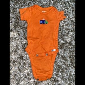 Gerber truck orange onesie